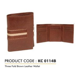 8220220114B*THREE FOLD BROWN LEATHER WALLET
