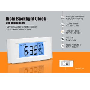 101-A102*Vista Backlight clock with Temperature