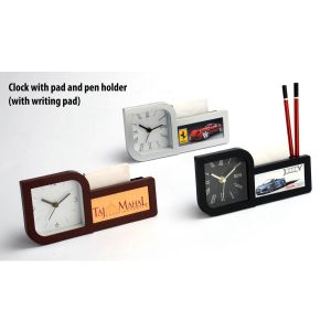 101-A116*Clock with pad and pen holder 