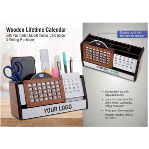 101-A131*Wooden Lifetime calendar with Pen holder