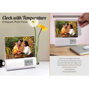 101-A142*Clock with Temperature and Magnetic photo frame