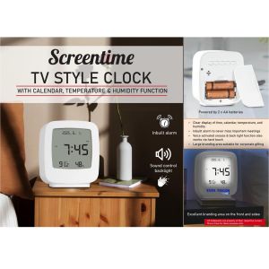 101-A145*Screentime TV style clock with Calendar Temperature & Humidity function