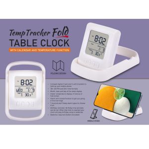 101-A146*TempTracker Fold Table Clock with Calendar and Temperature function