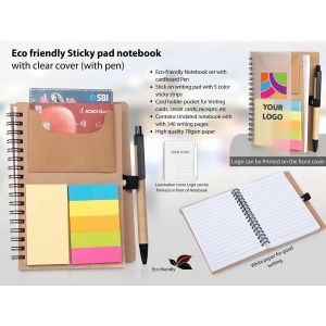 101-B100*Eco friendly Sticky pad notebook with clear cover