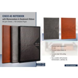 101-B104*Cisco A5 notebook with memorandum & Bookmark ribbon 80 gsm sheets  160 undated pages