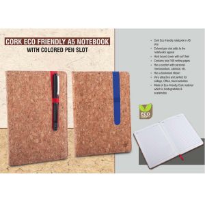 101-B106*Cork Eco friendly A5 notebook with Colored pen slot