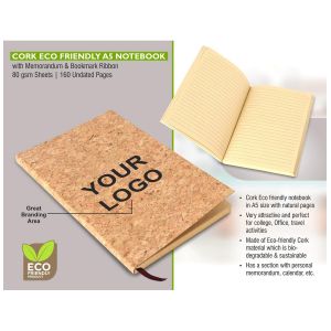 101-B109*Cork Eco friendly A5 notebook with memorandum & Bookmark ribbon