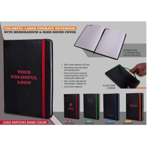 101-B122*Colorful Laser Engrave Notebook With Memorandum & Hard Bound Cover 