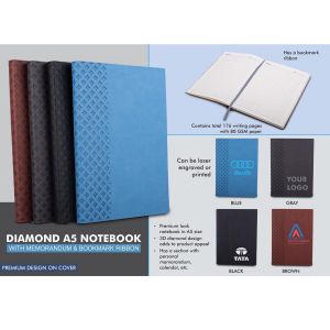101-B128*Diamond A5 Notebook With Memorandum & Bookmark Ribbon
