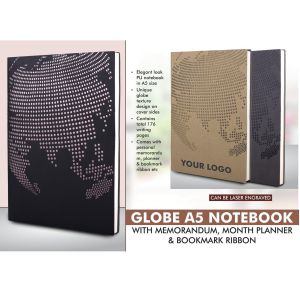 101-B134*Globe A5 notebook with memorandum month planner & bookmark ribbon  176 writing pages 