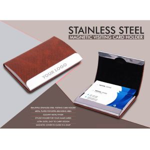 101-B138*Stainless Steel Magnetic Visiting Card holder Tan