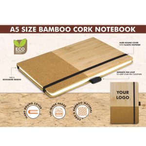 101-B140*Bamboo cork notebook with Elastic Fastener