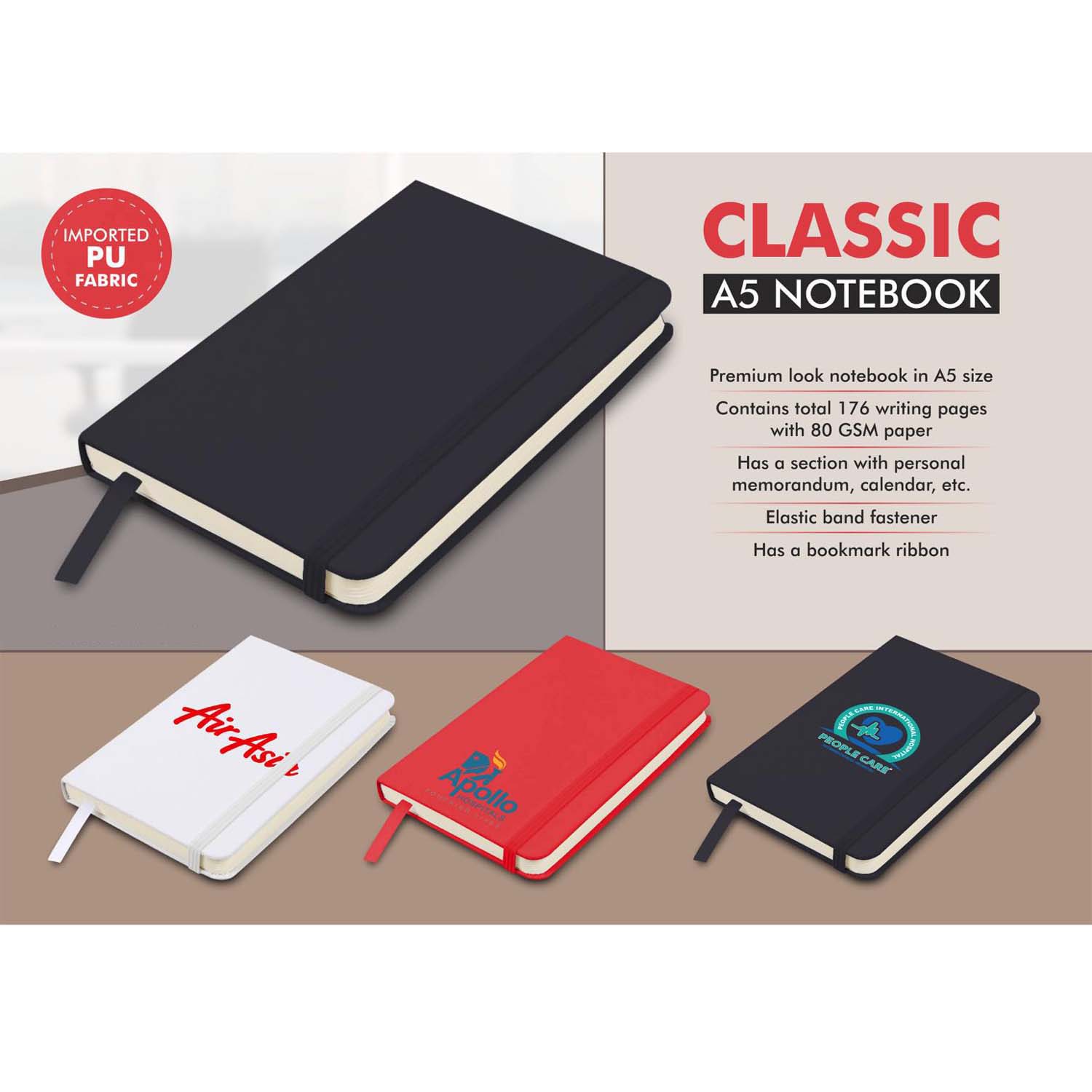 101-B142*Classic A5 notebook Hard bound cover