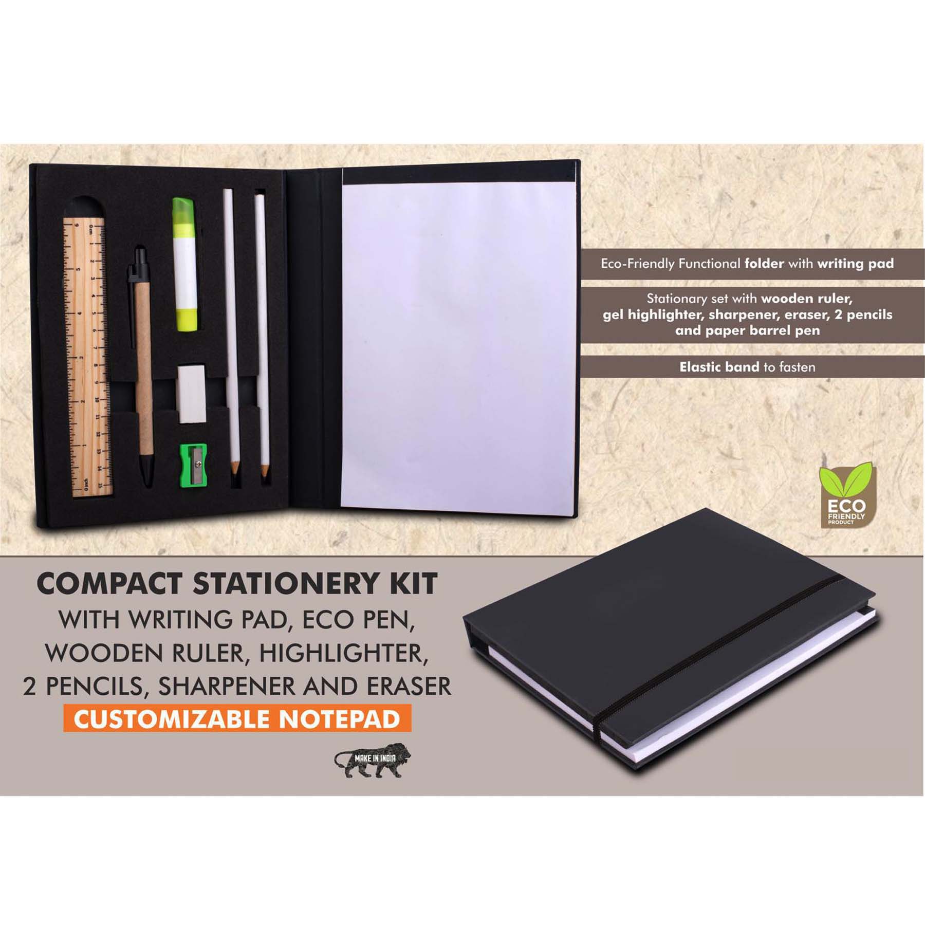 101-B145*Compact Stationery kit with Writing pad Eco Pen