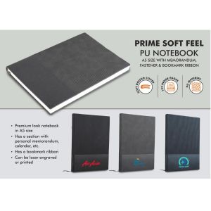 101-B147*Prime Soft feel PU notebook  A5 size  With memorandum Fastener & Bookmark ribbon