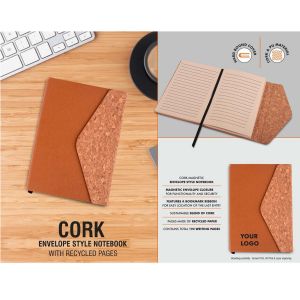 101-B150*Cork Magnetic Envelope style Notebook 
