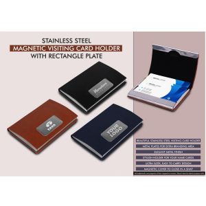 101-B156*Stainless Steel Magnetic Visiting Card holder with Rectangle Plate