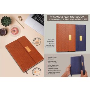 101-B160*Pyramid 3 fold notebook with Magnetic flap and metal plate