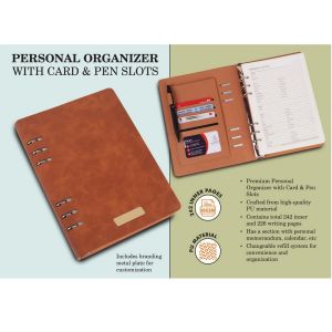 101-B161*Personal organizer with Card and Pen slots - Metal plate included 