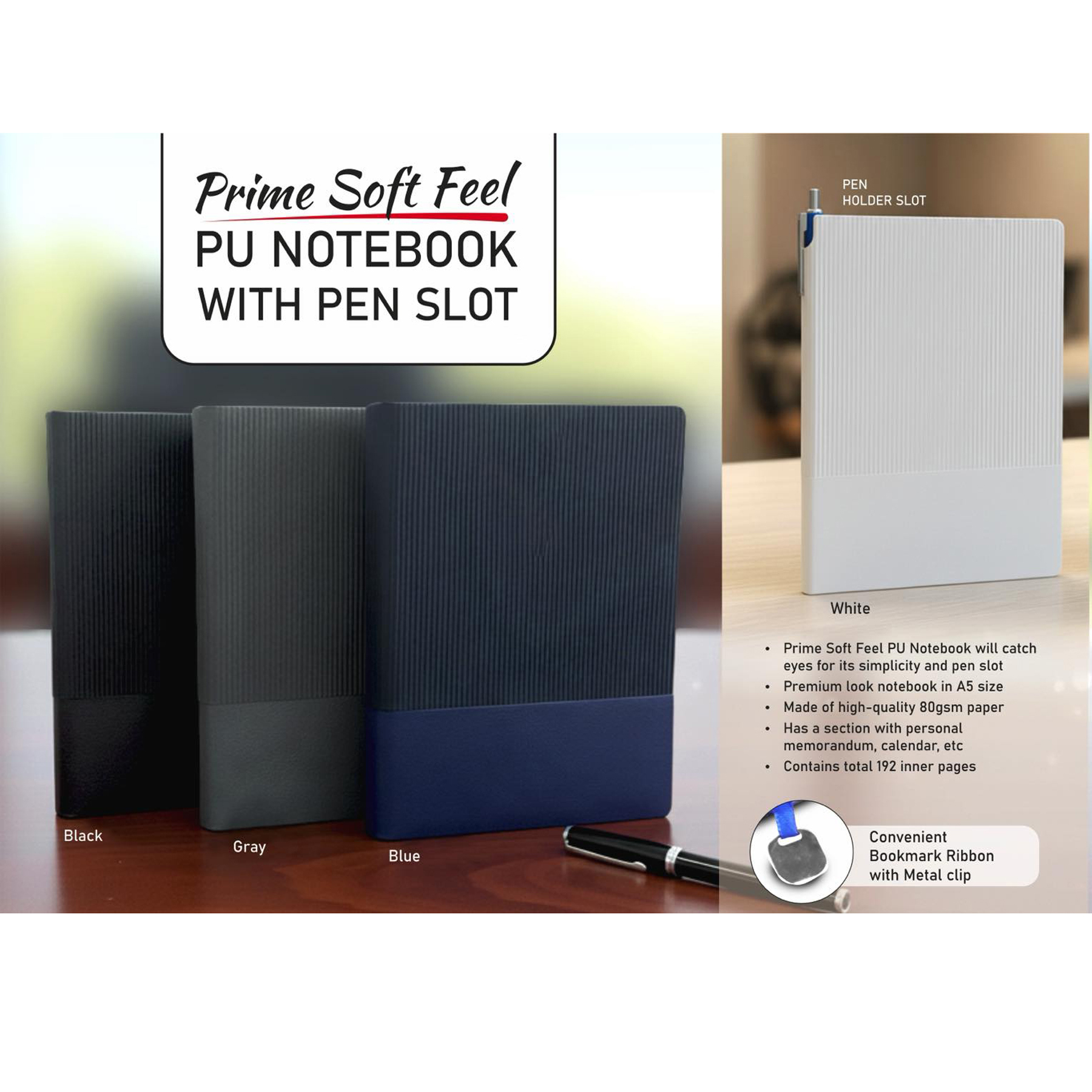 101-B187*Prime Soft feel PU notebook wit