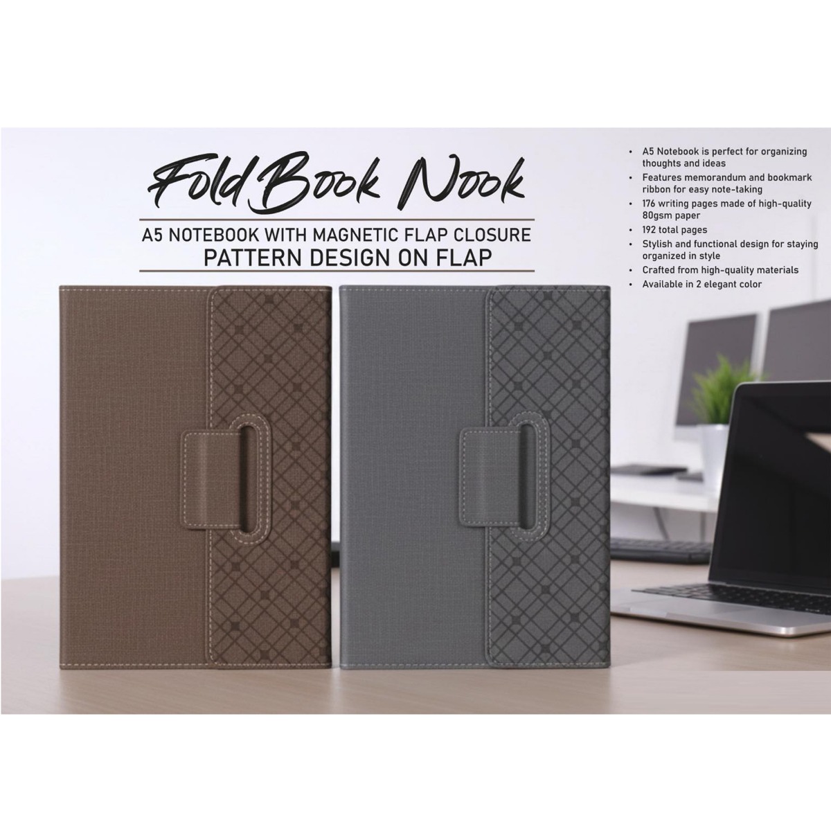 101-B201*FoldBook Nook A5 Notebook with magnetic flap closure