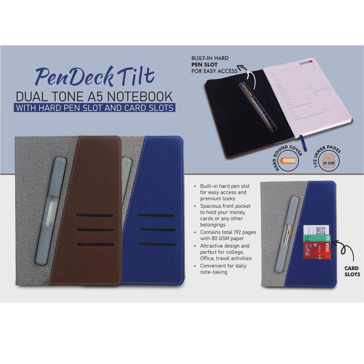 101-B205*PenDeck Tilt Dual tone A5 Notebook 