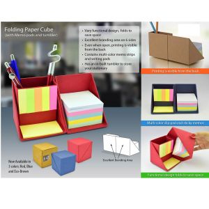 101-B47*Folding paper cube (with memo pad and tumbler)