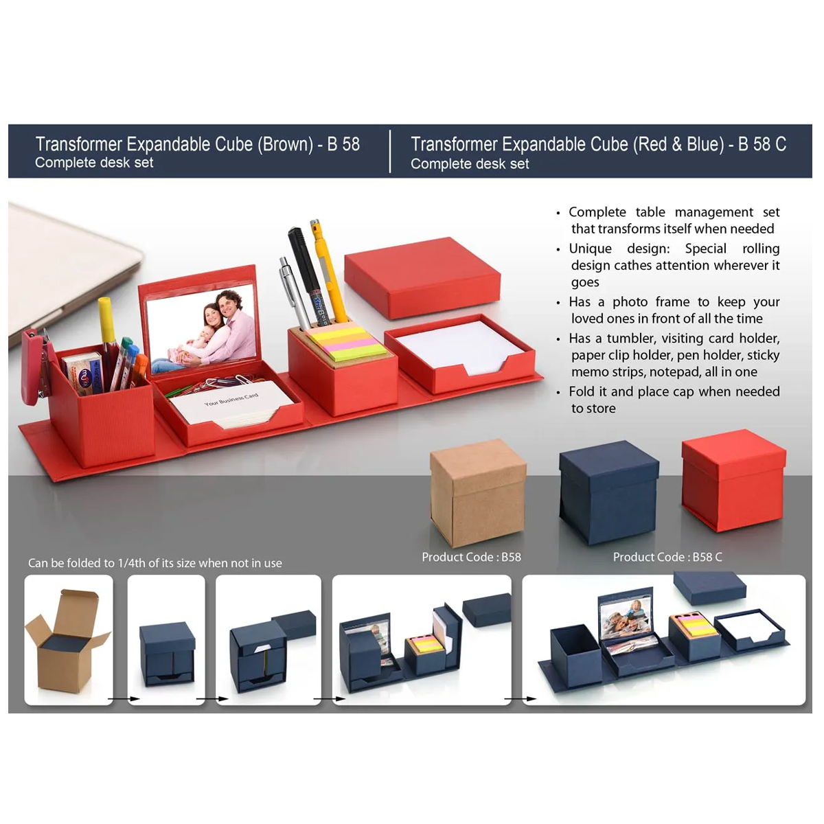 101-B58*Transformer expandable cube complete desk set