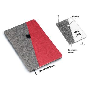 101-B74*Gray PU with Linen A5 notebook (Slash design)