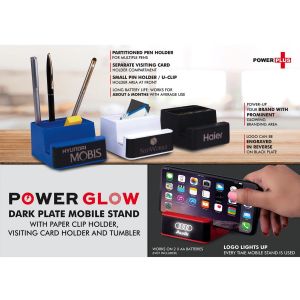 101-B81A*PowerGlow Dark Plate Mobile Stand | With Paper Clip Holder, Visiting Card Holder And Tumbler | Works On 2 X AA Batteries