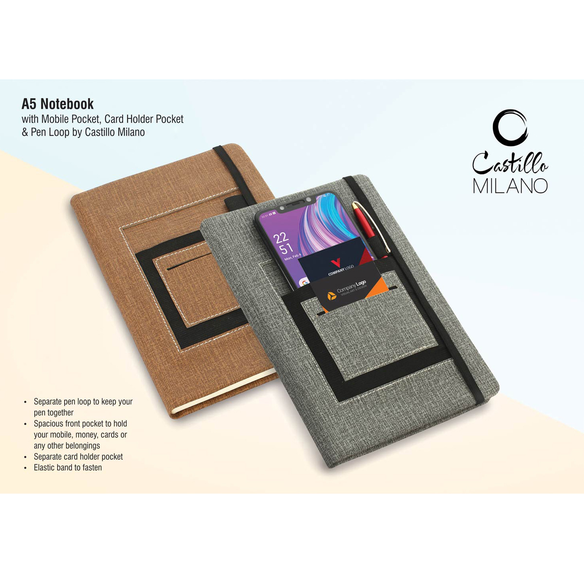 101-B92*A5 notebook with mobile pocket card holder pocket 