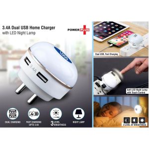 101-C123*Dual USB fast charger with night lamp