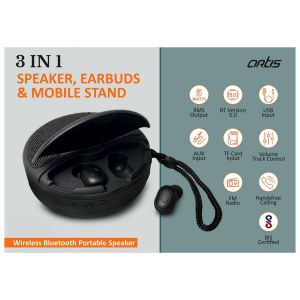 101-C174*Artis BT14 speaker with earbuds and phone stand | 