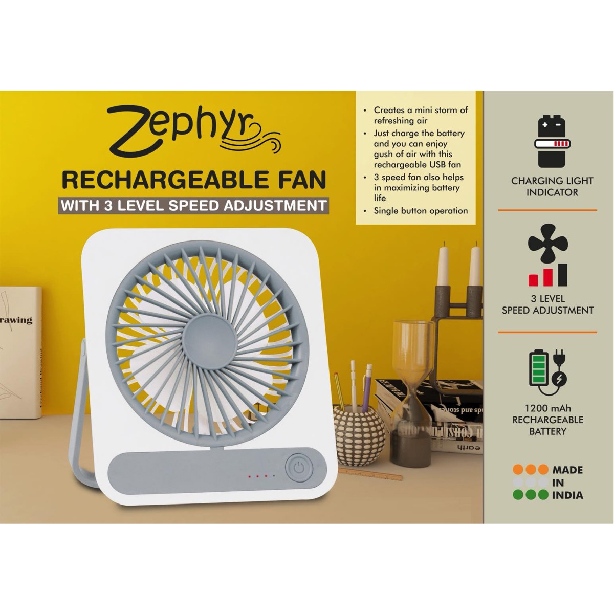 101-C197*Zephyr Rechargeable fan 