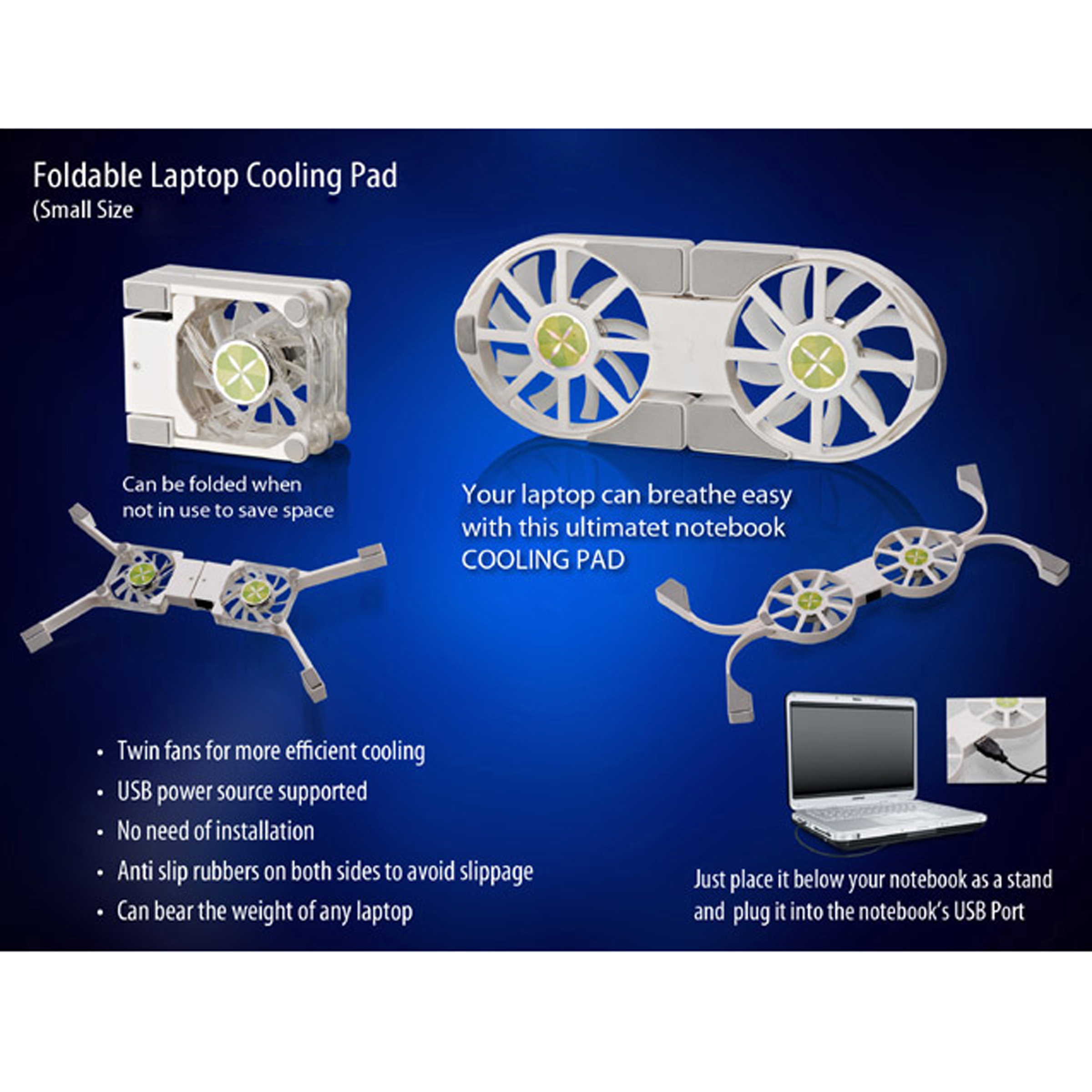101-CB17*Folding Laptop stand with USB Fan Small