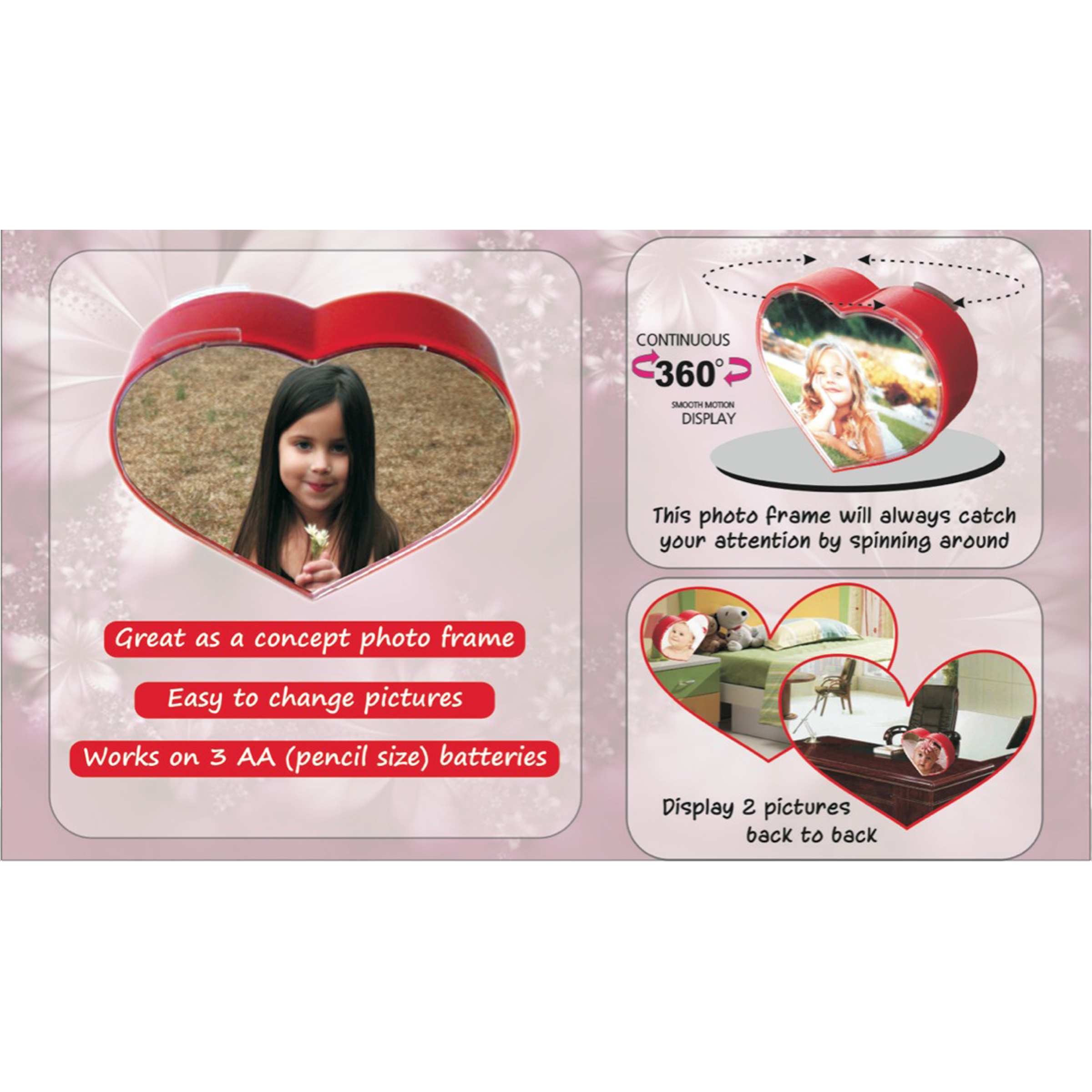 101-D22*Rotating heart shape dual photo frame