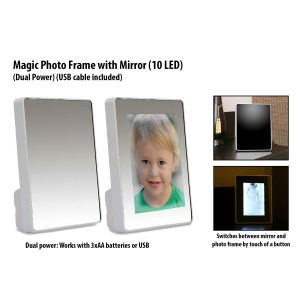 101-D36*Magic Photo Frame with Mirror 10 LED  Dual Power  USB cable included 