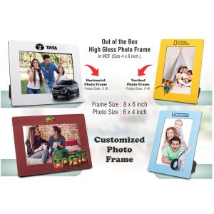 101-D40*Out of the box High Gloss Photo Frame in MDF  With customized frame & insert  Photo size 4x6 inch  Vertical  MOQ 100 pcs