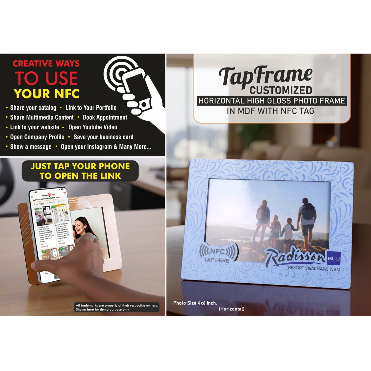 101-D44*TapFrame Customized High Gloss Photo Frame in MDF