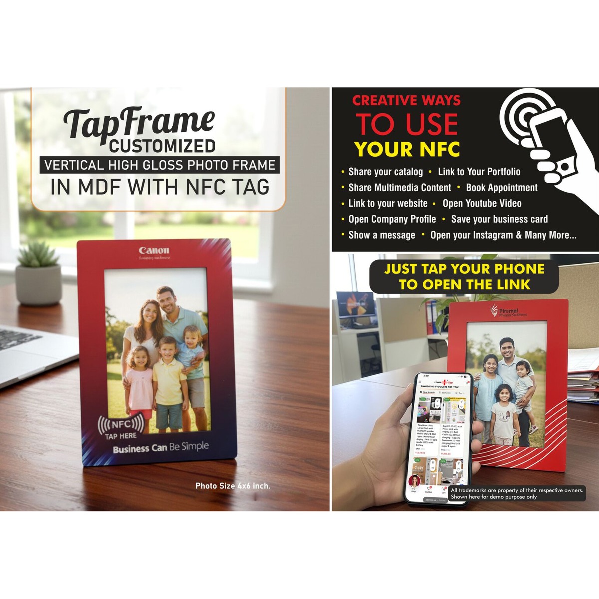 101-D45*TapFrame Customized High Gloss Photo Frame in MDF