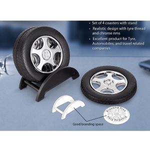 101-E112*Tyre shape coaster set with stand (4 pcs)