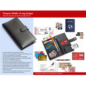 101-E202*Passport Holder with sim card safe case & sim card jackets L  Long design 
