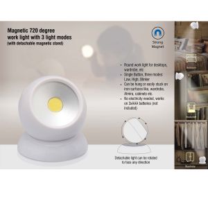 101-E208*Magnetic 720 degree work light with 3 light modes (with detachable magnetic stand)
