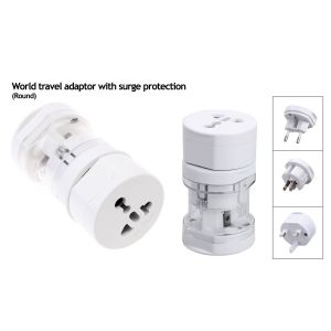 101-E229*World travel adaptor with surge protection (round)