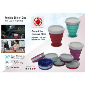 101-E242*Folding silicon cup with cap collapsible 