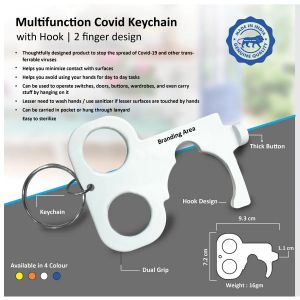 101-E280*Multifunction Covid keychain with carry bag hook  2 finger design