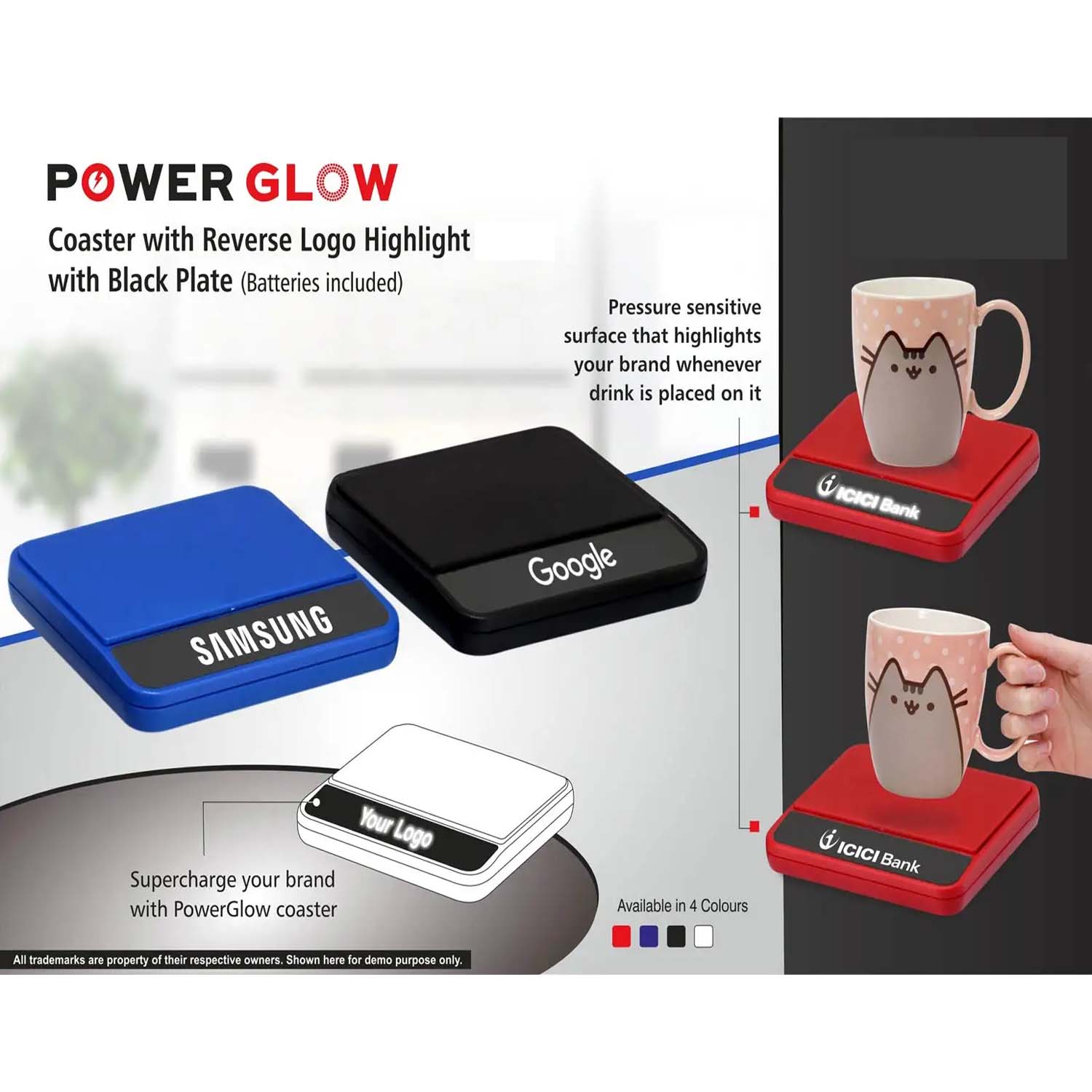 101-E303*PowerGlow coaster with Reverse logo highlight With Black plate 