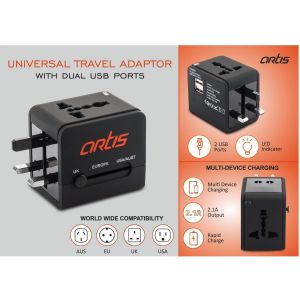 101-E326*Artis Universal travel adaptor with Dual USB ports 