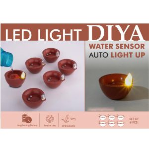 101-E337*LED light diya Set of 6  Water sensor auto light up
