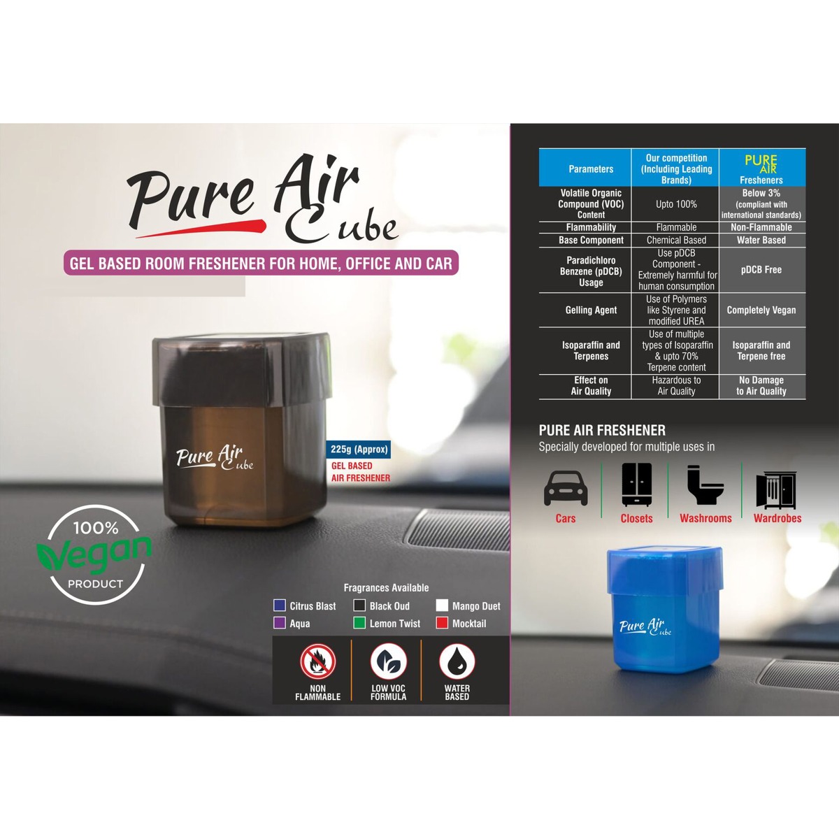 101-E349*Pure Air Cube Gel based room freshener for Home Office and Car
